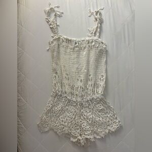 White Crochet Romper